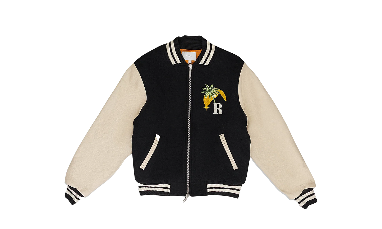 Rhude GP Varsity Jacket Black Cream