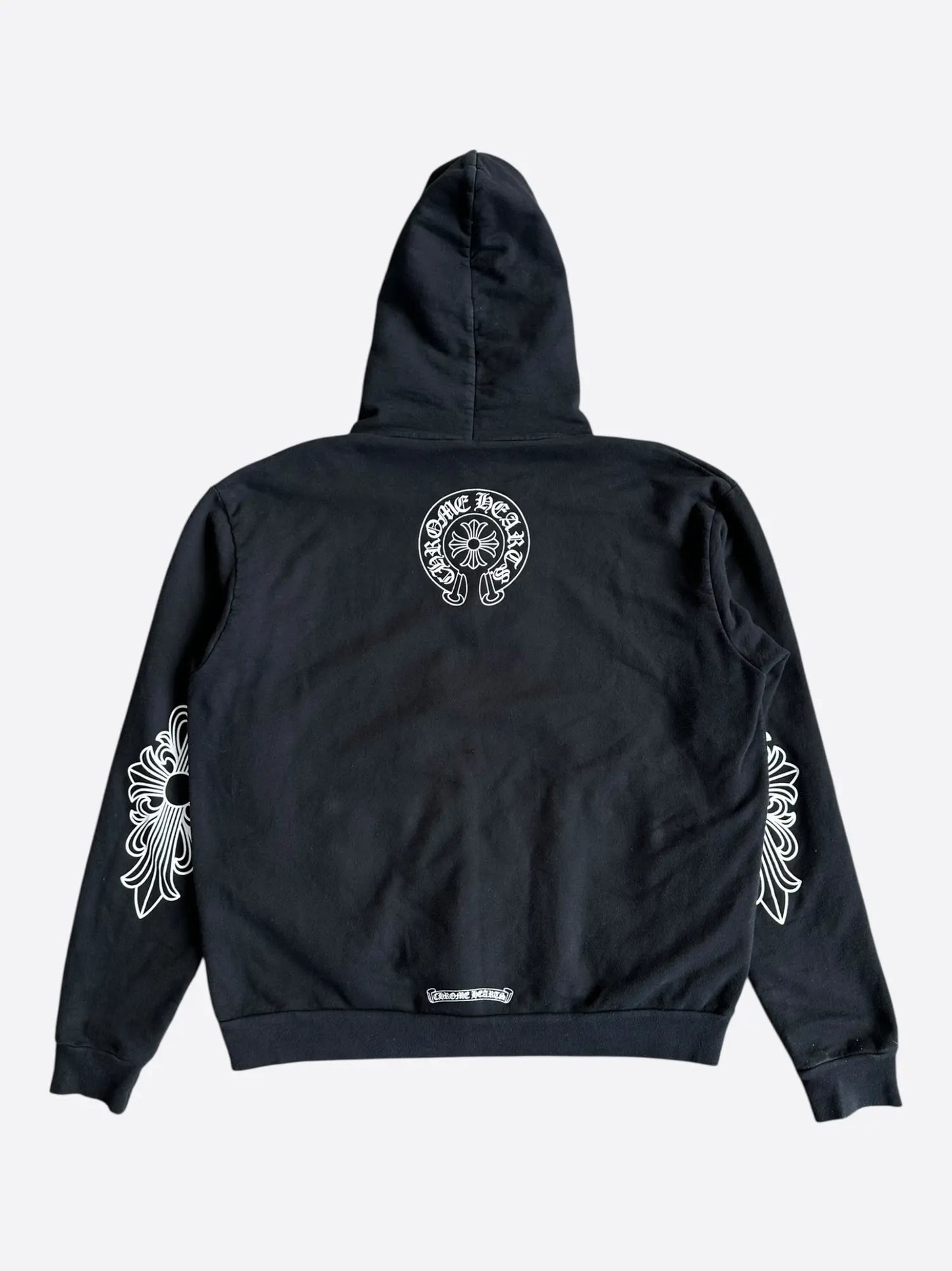 Chrome Hearts Black & White T-Bar Logo Zip Up Hoodie