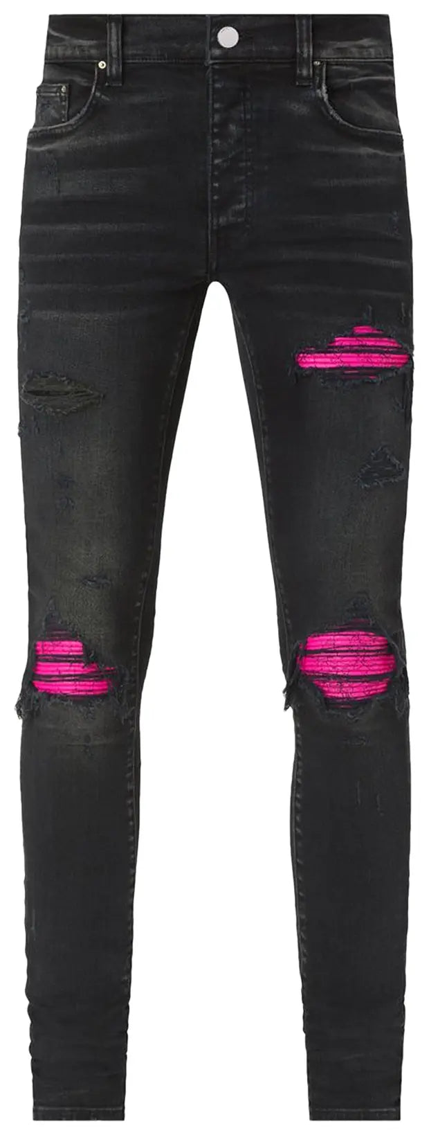 Amiri MX1 Cracked Leather Jean Aged Black/Pink