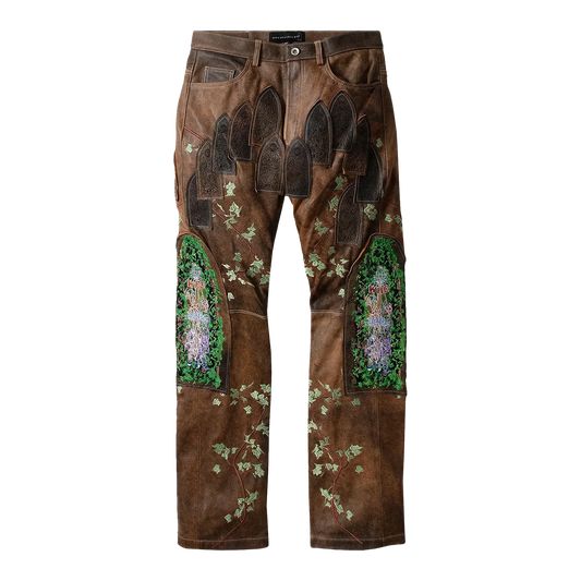 Who Decides War Brown Garden Glass Leather Pants