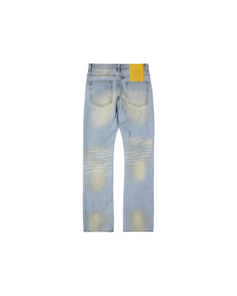 WHEN SMOKE CLEARS Diamond Denim Jeans Blue Beige