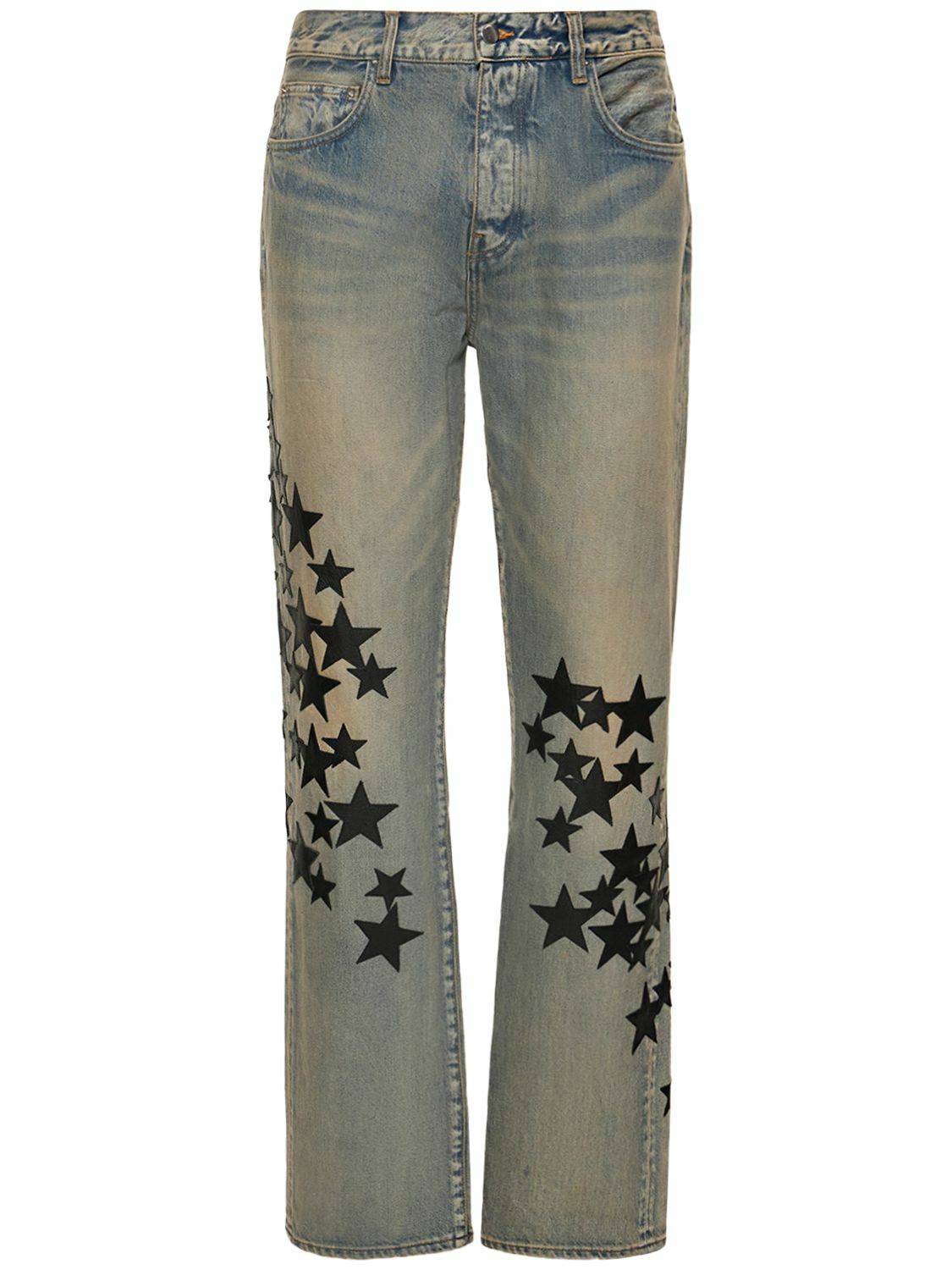 AMIRI Leather Star Straight Jeans Clay/Indigo