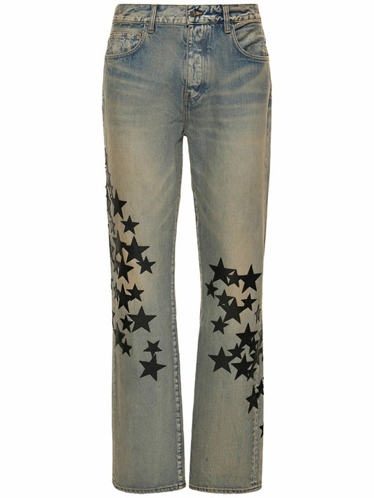 AMIRI Leather Star Straight Jeans Clay/Indigo