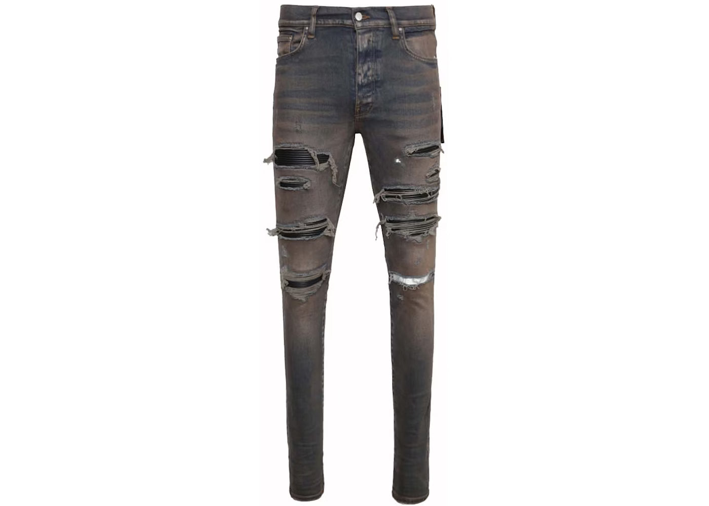 Amiri Leather Thrasher Dark Indigo Jeans