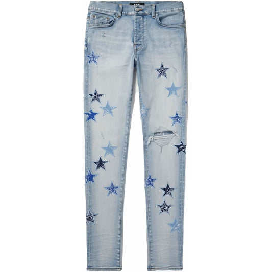 AMIRI MX1 Bandana Star Jeans Light Indigo Blue