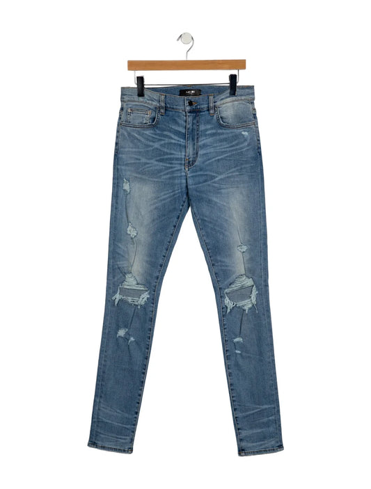 AMIRI Slash Distressed Skinny Jeans Indigo