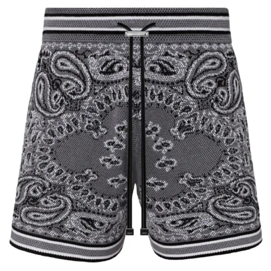 AMIRI Bandana Crochet Basketball Shorts Grey