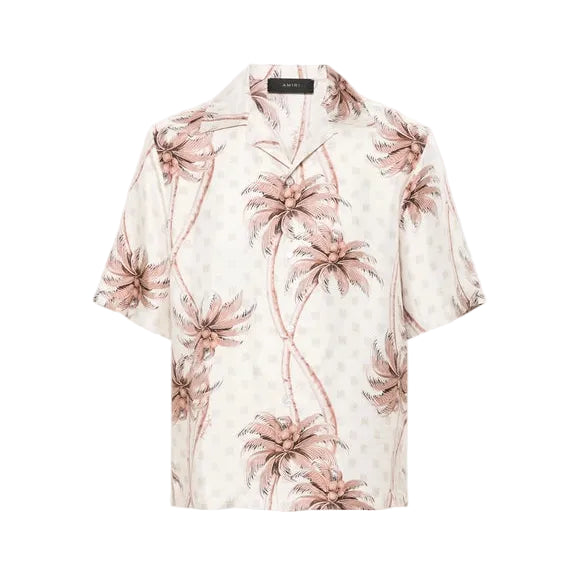 Amiri Palm Bowling Shirt Off-White Birch
