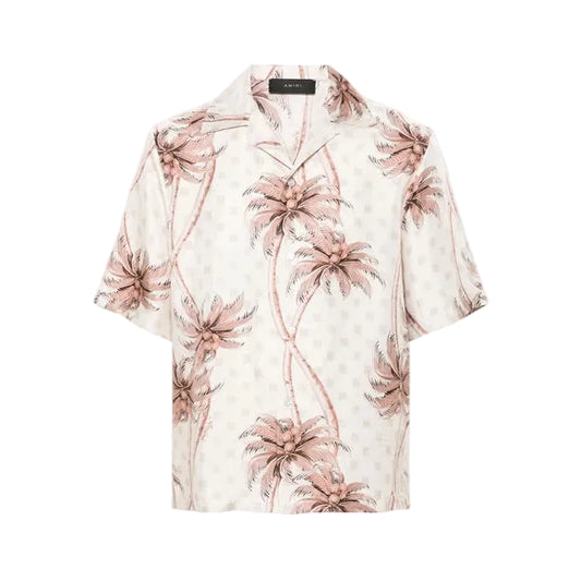 Amiri Palm Bowling Shirt Off-White Birch
