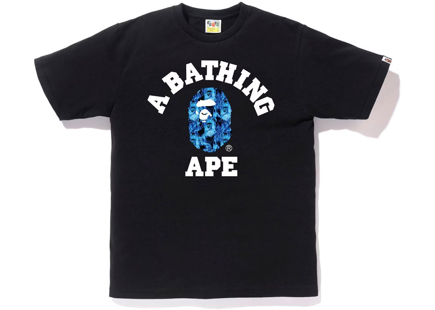 BAPE Flame College Tee Black Blue