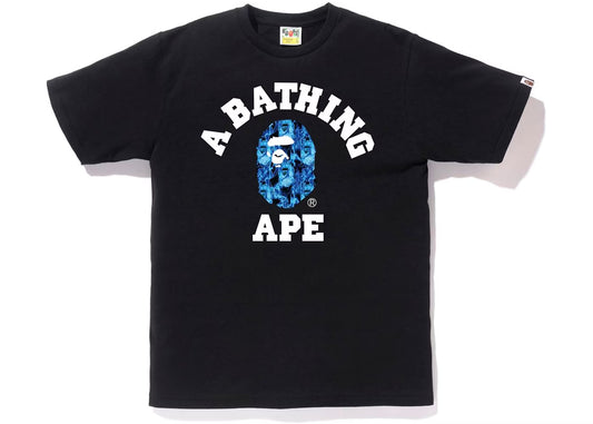 BAPE Flame College Tee Black Blue