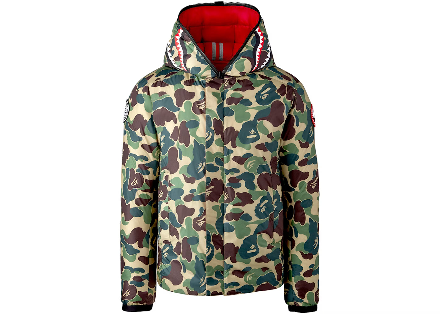 BAPE x Canada Goose x Concepts Crofton Shark Hoodie Red ABC Camo