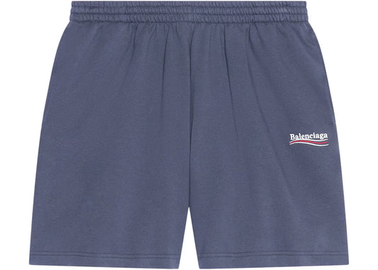 Balenciaga Political Campaign Large Fit Sweat Shorts Dark Grey White
