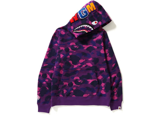 BAPE Color Camo Shark Pullover Hoodie Purple