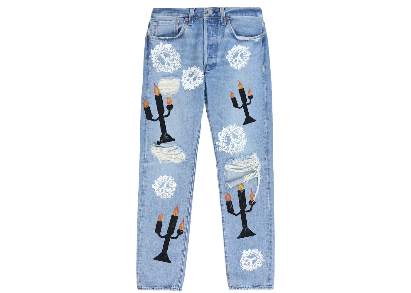 Denim Tears x Virgil Abloh Message in a Tear Printed Jeans Blue
