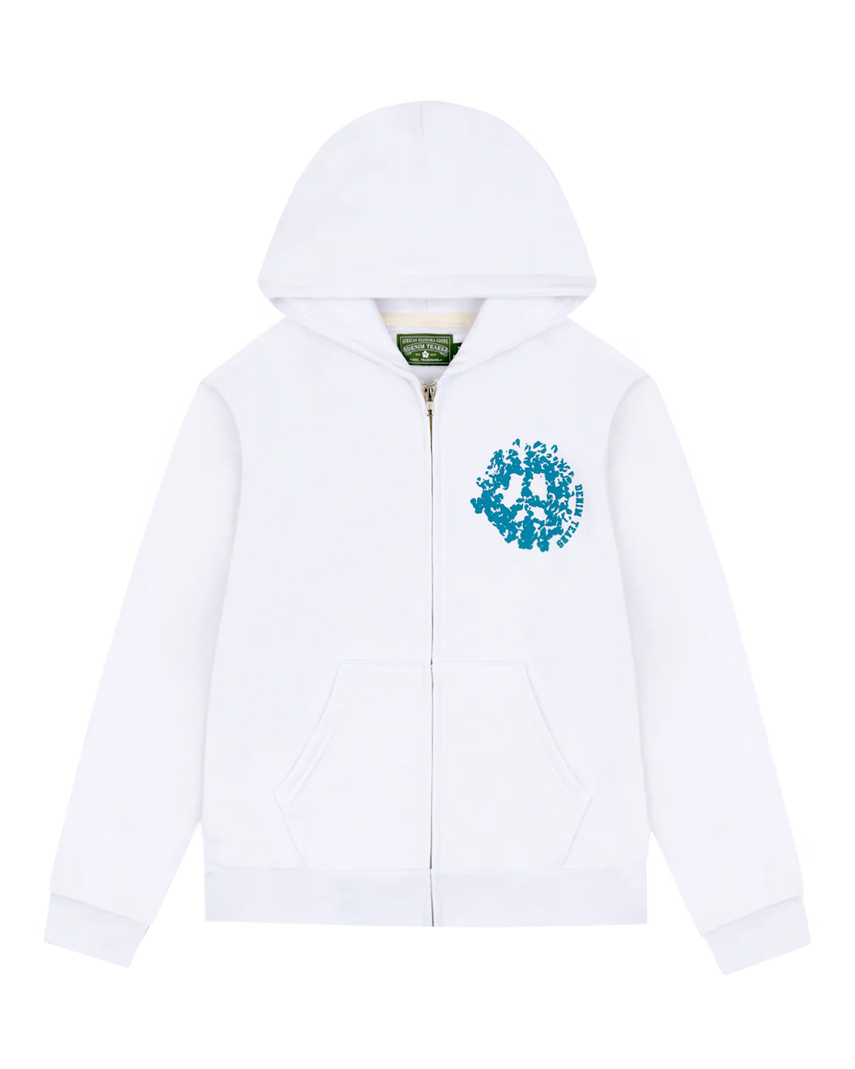 Denim Tears University Zip Up Hoodie White