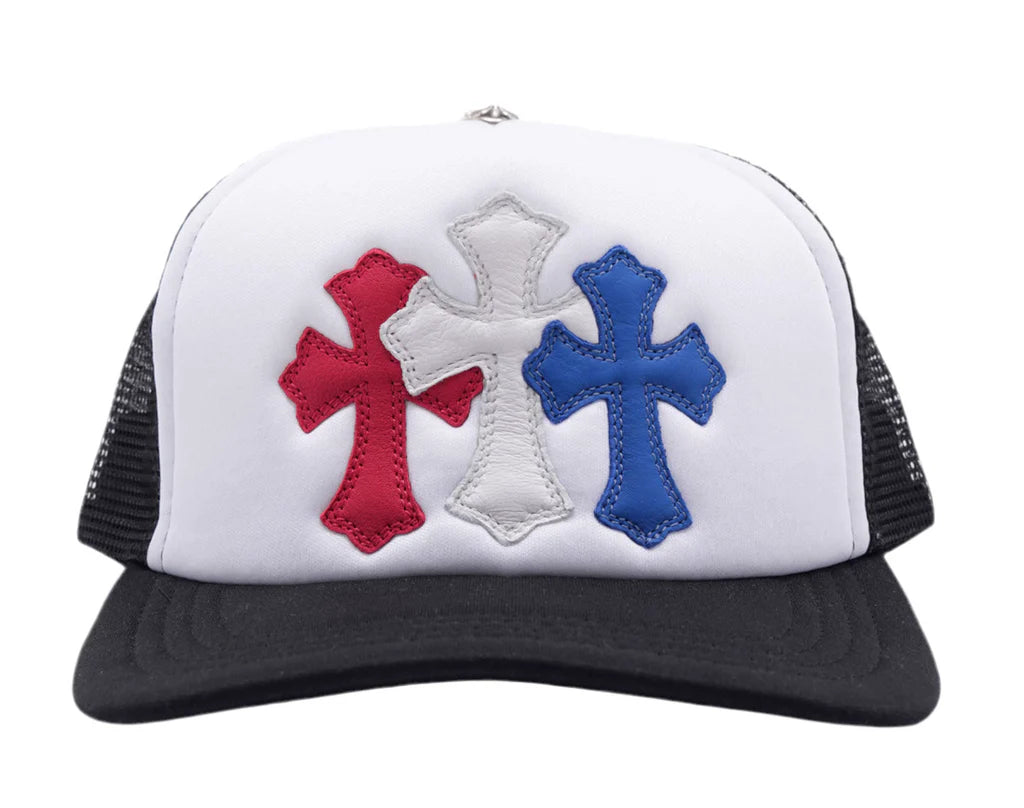 Chrome Hearts Triple Cross Trucker Hat Red/White/Blue