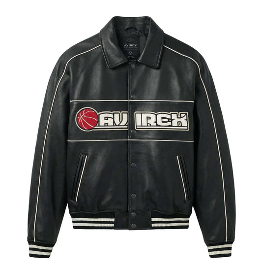 Avirex Basketball Leather Jacket Black