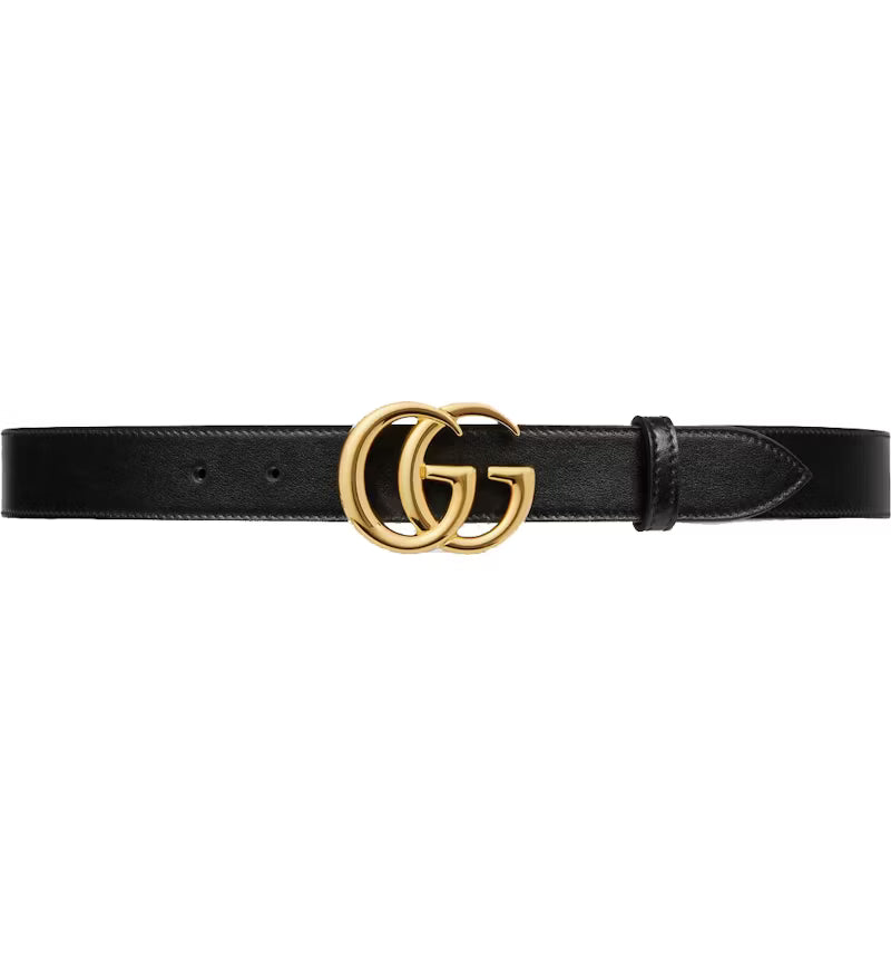Gucci GG Marmont Belt Shiny Buckle 1 Width Black