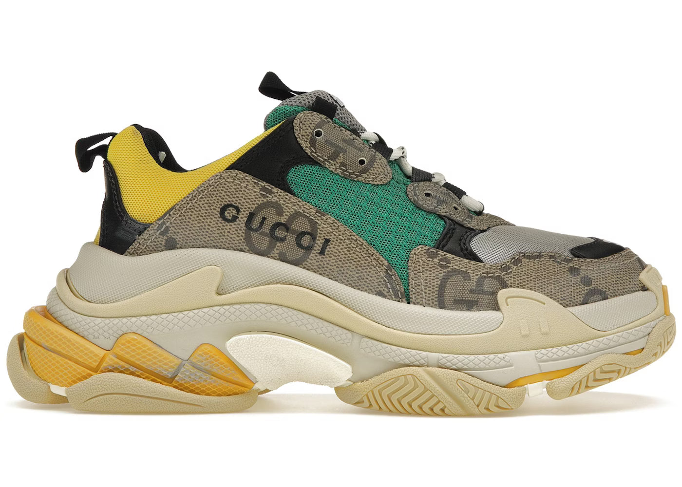 Gucci x Balenciaga The Hacker Project Triple S Beige Green Yellow