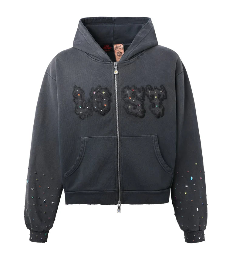 Lost Intricacy Patch Zip Up Hoodie Black