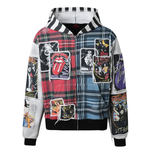Lost Intricacy Rockstar Scrapbook Multi Color Zip-Up Hoodie