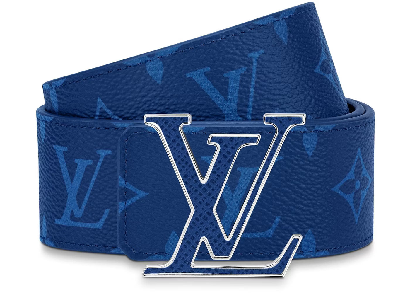 Louis Vuitton LV Initiales Reversible Belt Monogram Cobalt Taiga Blue