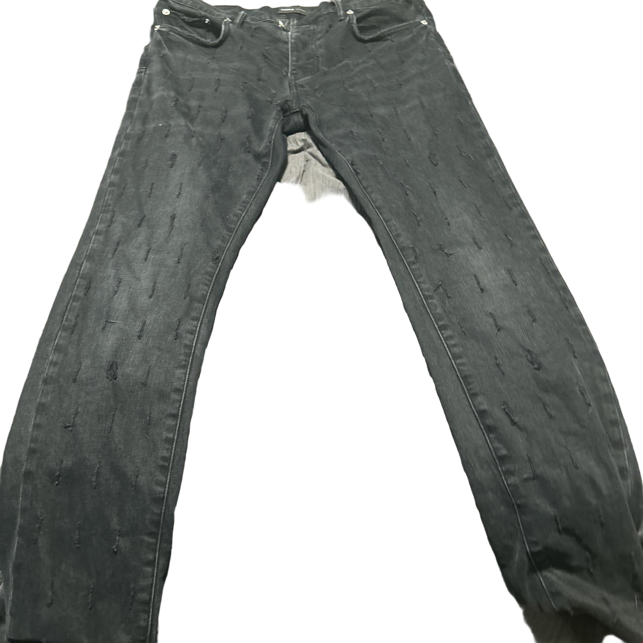 Purple Brand x Saks Fifth Avenue P001 Skinny Scarred Denim Black