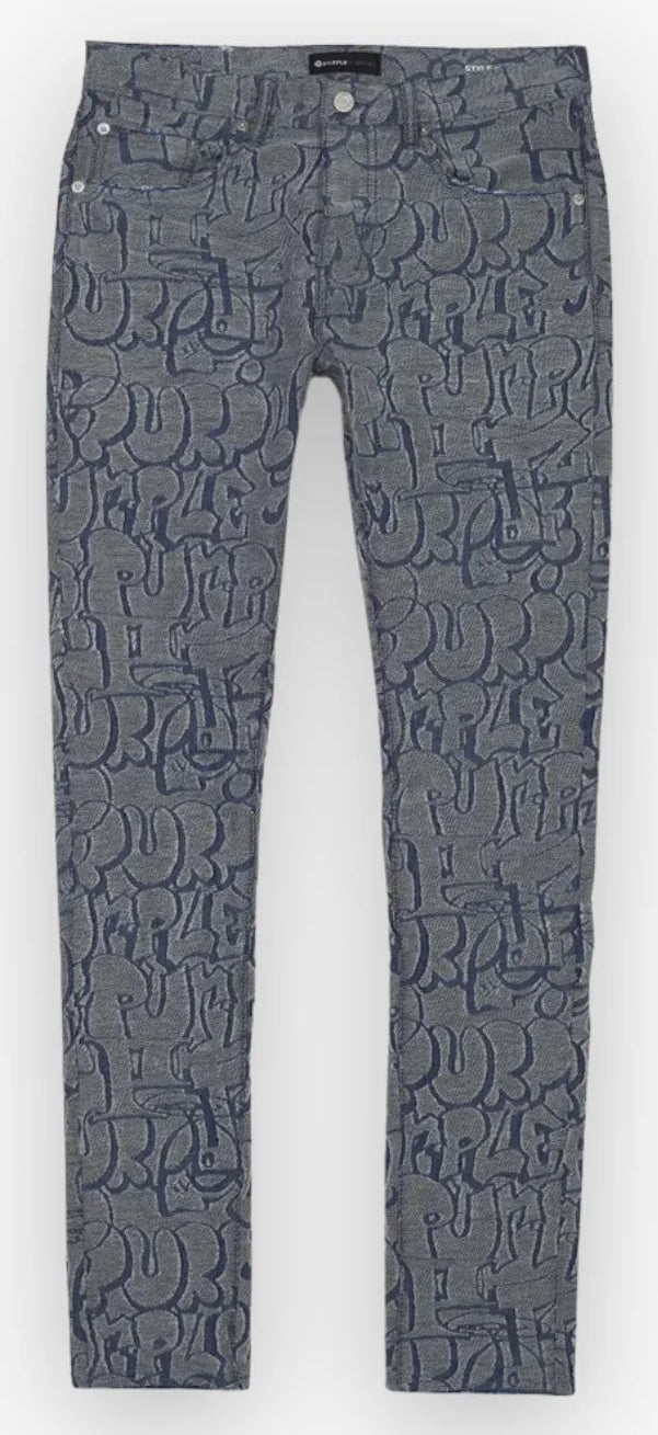 Purple Brand P001 Terry Graffiti Tag Laser Jeans White