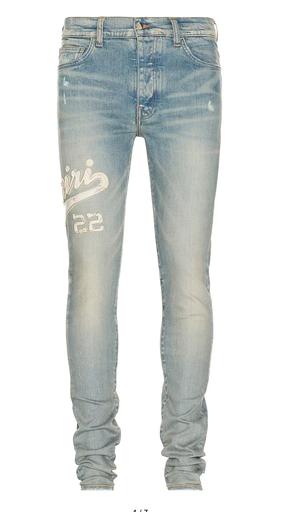 Amiri Varsity Applique Logo Jeans Clay Indigo