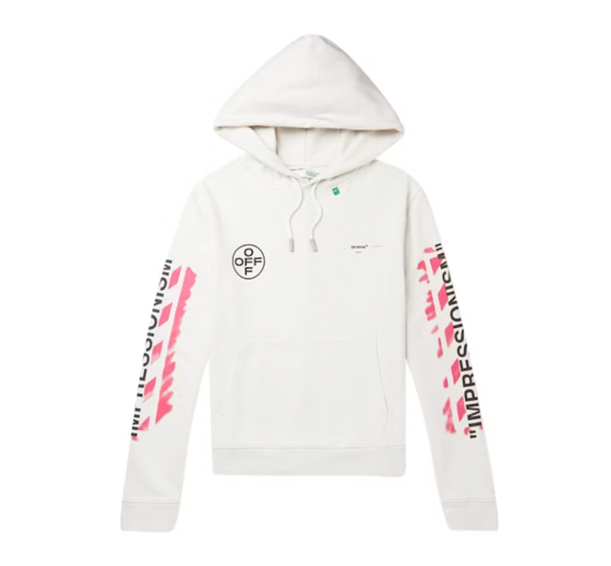 OFF-WHITE Diag Stencil Hoodie White/Red/Black