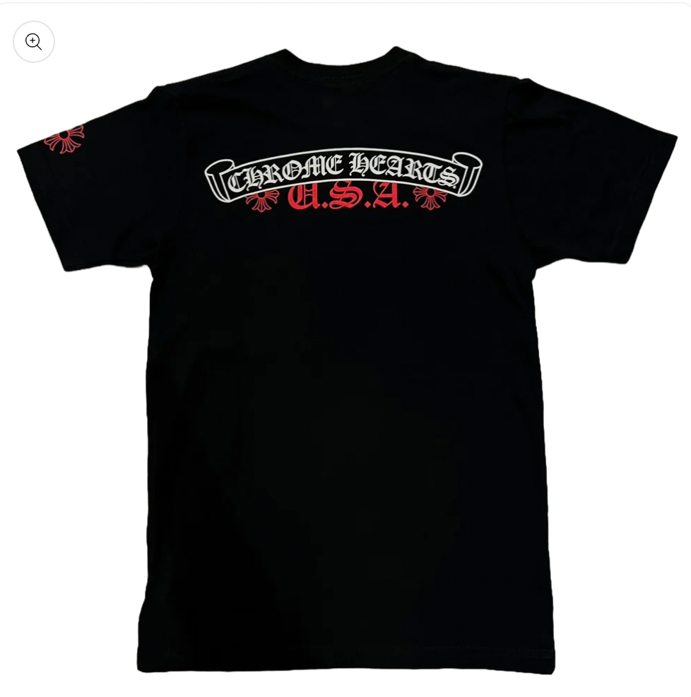 Chrome Hearts USA Scroll Logo T-Shirt Black/Red