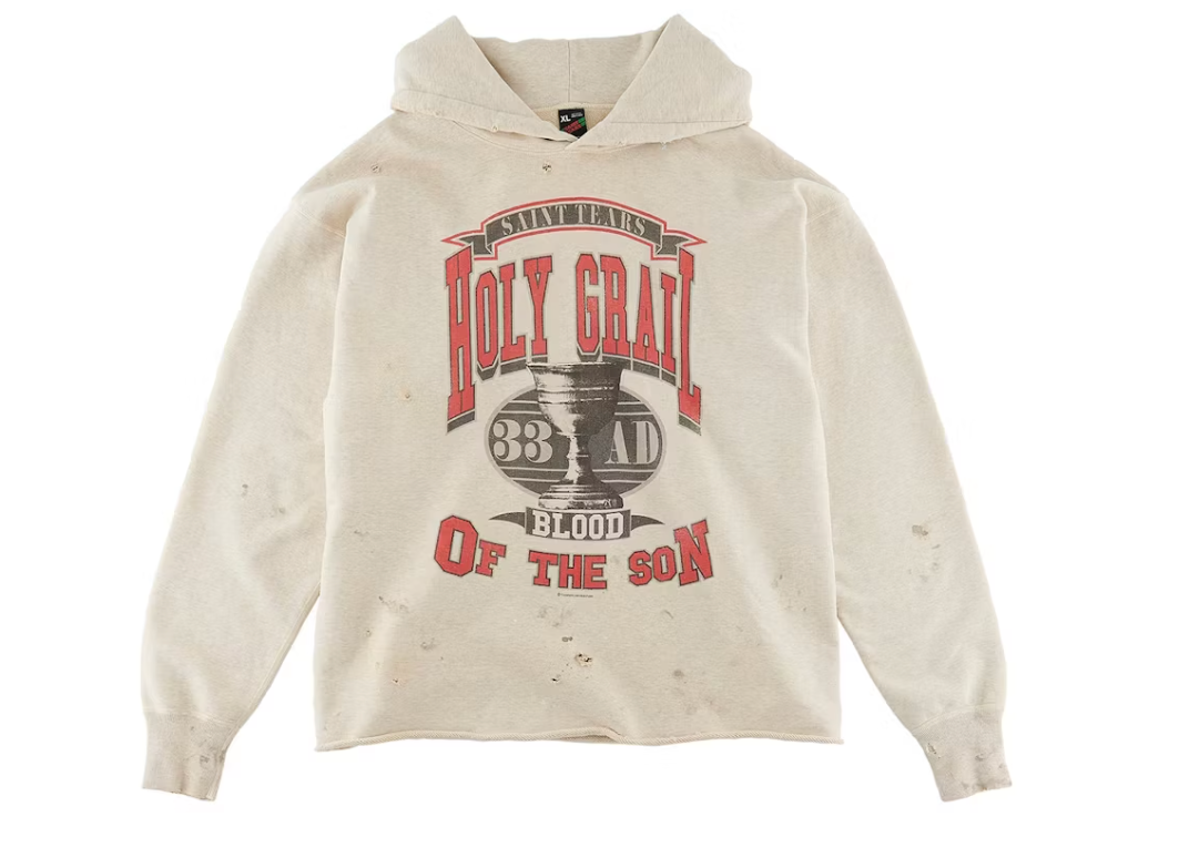 Saint Mxxxxxx x Denim Tears Holy Grail Hoodie Vintage Grey