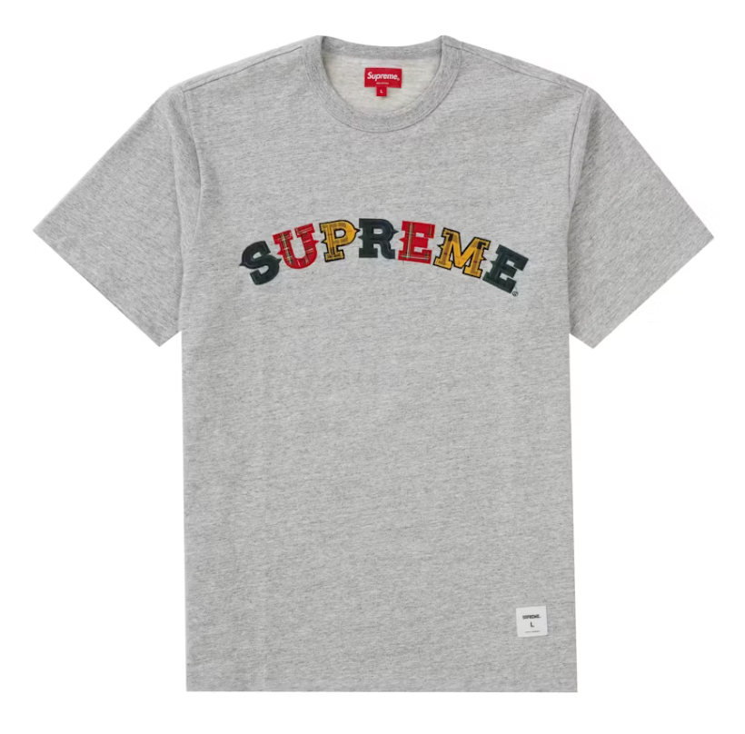 Supreme Plaid Applique S/S Top Heather Grey
