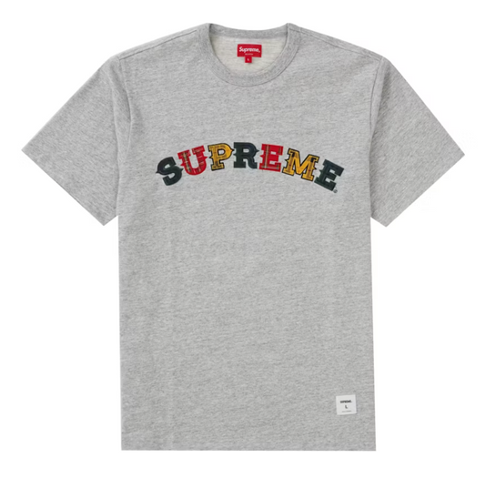 Supreme Plaid Applique S/S Top Heather Grey