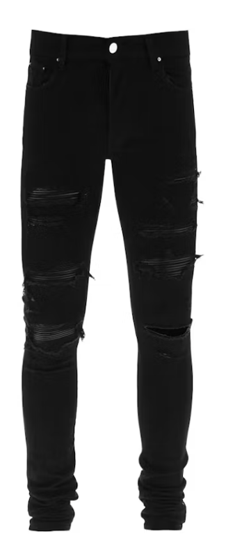 AMIRI Leather Thrasher Skinny Jeans Black