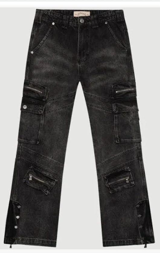 Godspeed Rockstar Flare Cargo Denim (Black Wash)