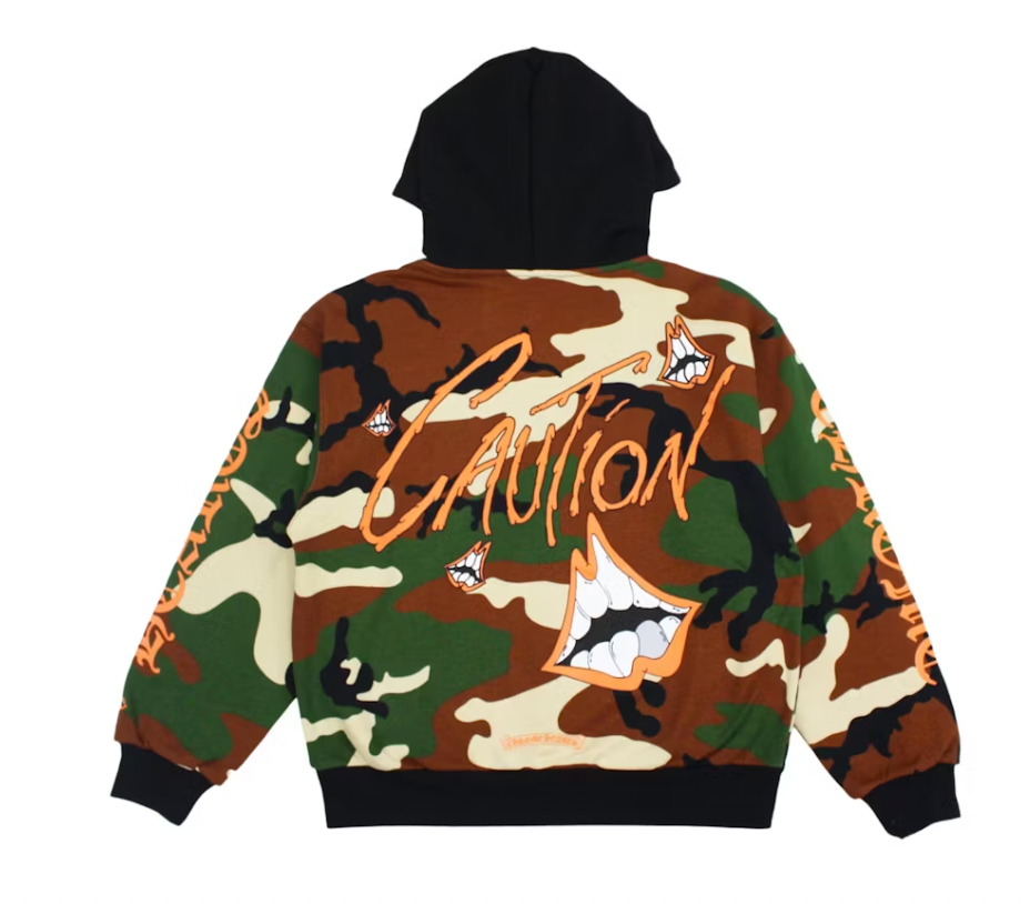 Chrome Hearts Matty Boy Caution Thermal Zip Up Hoodie Camo