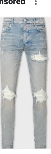 Amiri MX1 White Ultra Suede Patch Jeans Clay Indigo