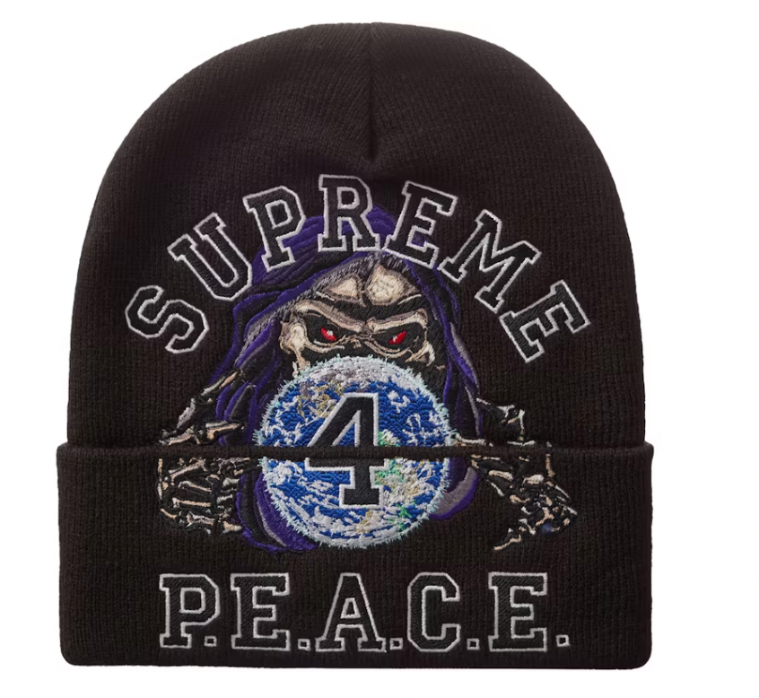 Supreme Peace Embroidered Beanie Black