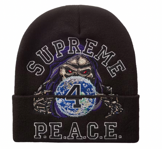 Supreme Peace Embroidered Beanie Black