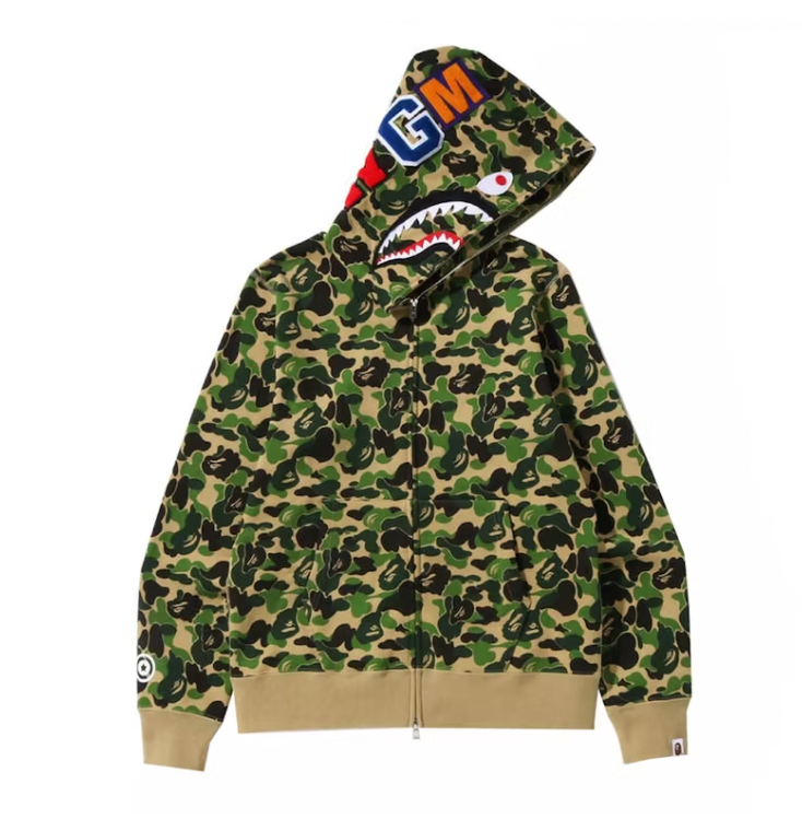 BAPE ABC Camo Shark Full Zip Hoodie Green