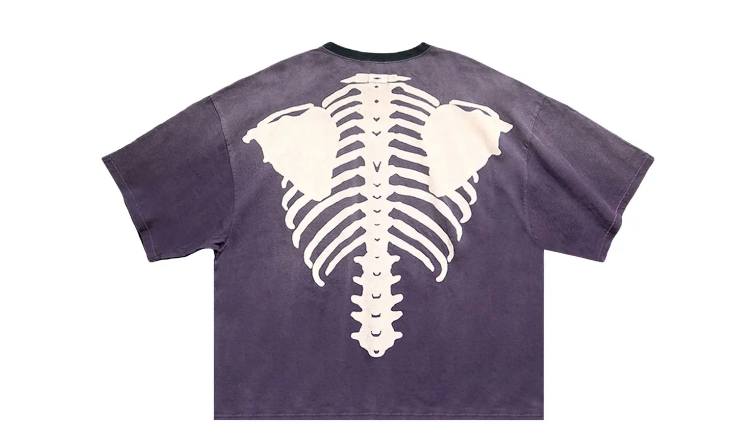 Kapital Jersey 2Tones Bones Big Pocket T-Shirt Black/Purple