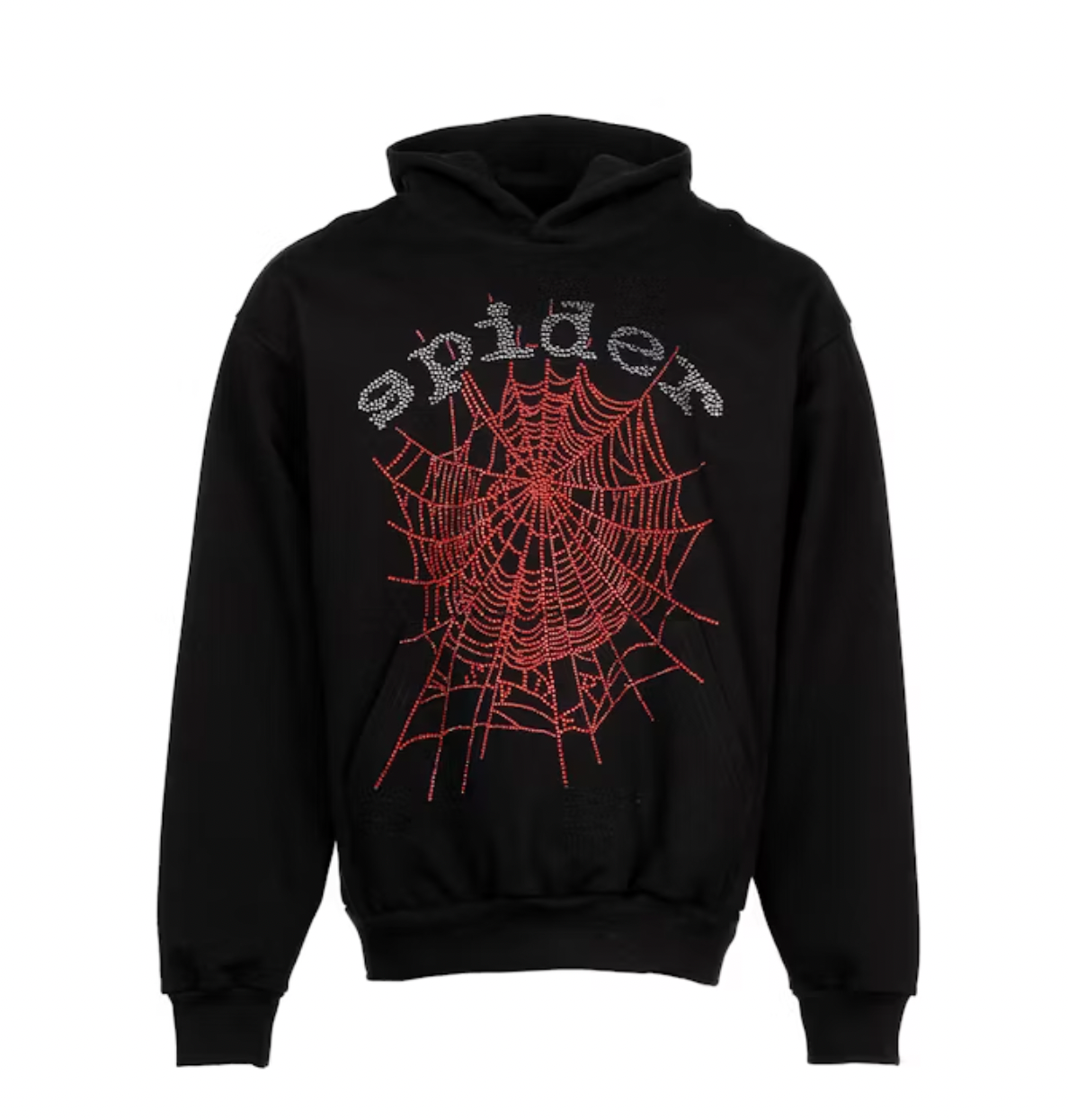Sp5der OG Rhinestone Logo Hoodie Black
