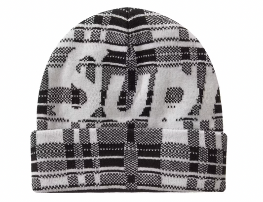Supreme Big Logo Beanie Beanie (FW23) White Plaid