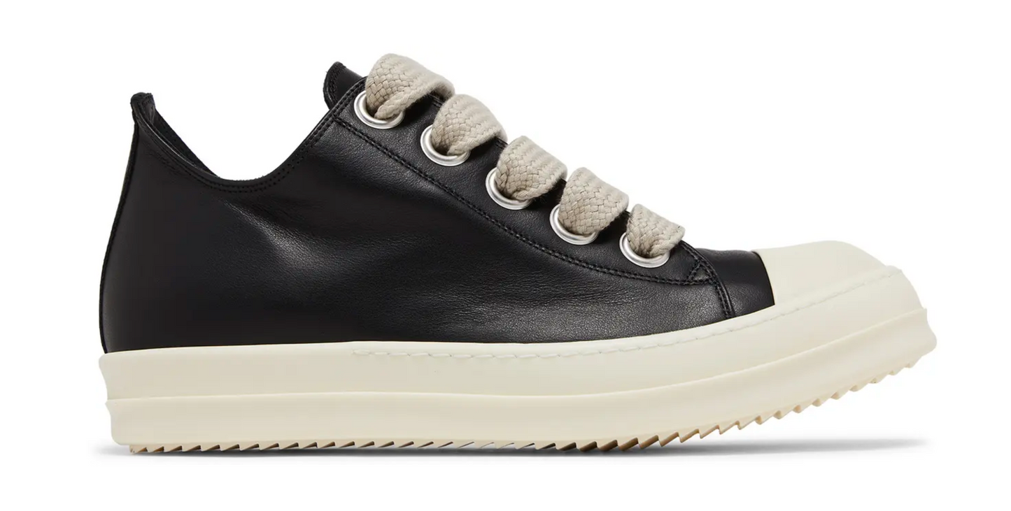 Rick Owens Jumbo Lace Ramones Leather Low Black Milk