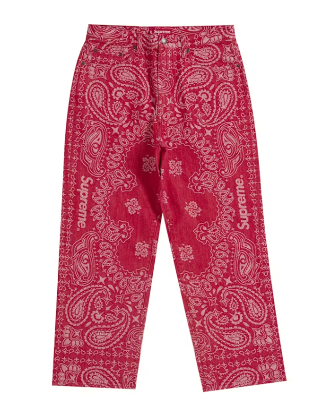 Supreme Bandana Jacquard Baggy Jean Red