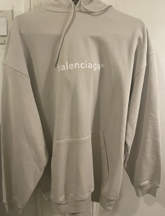 Balenciaga Logo Oversized Hoodie Beige