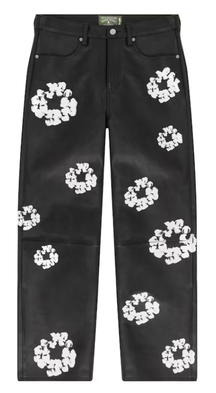 Denim Tears Levi's Leather Cotton Wreath Leather Jeans Black Denim