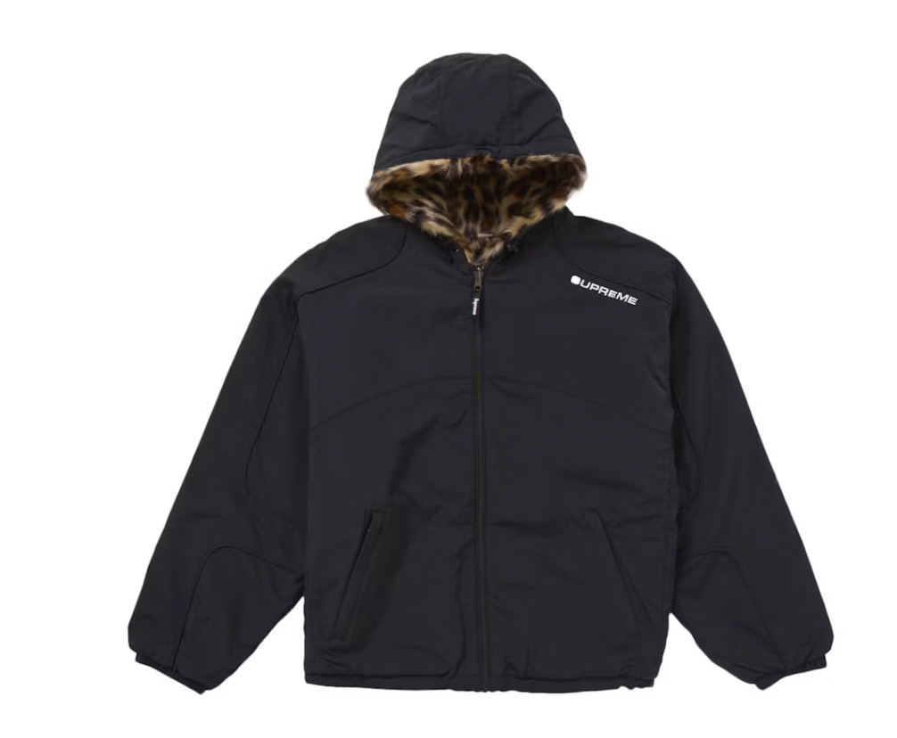 Supreme Faux Fur Reversible Hooded Track Jacket Black